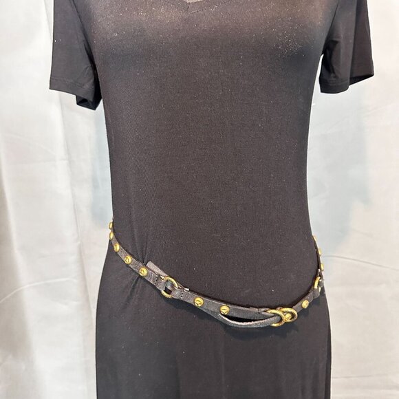 Michael Kors D Ring Statement Belt Skinny Studded Leather Accent Accessories - Picture 5 of 12